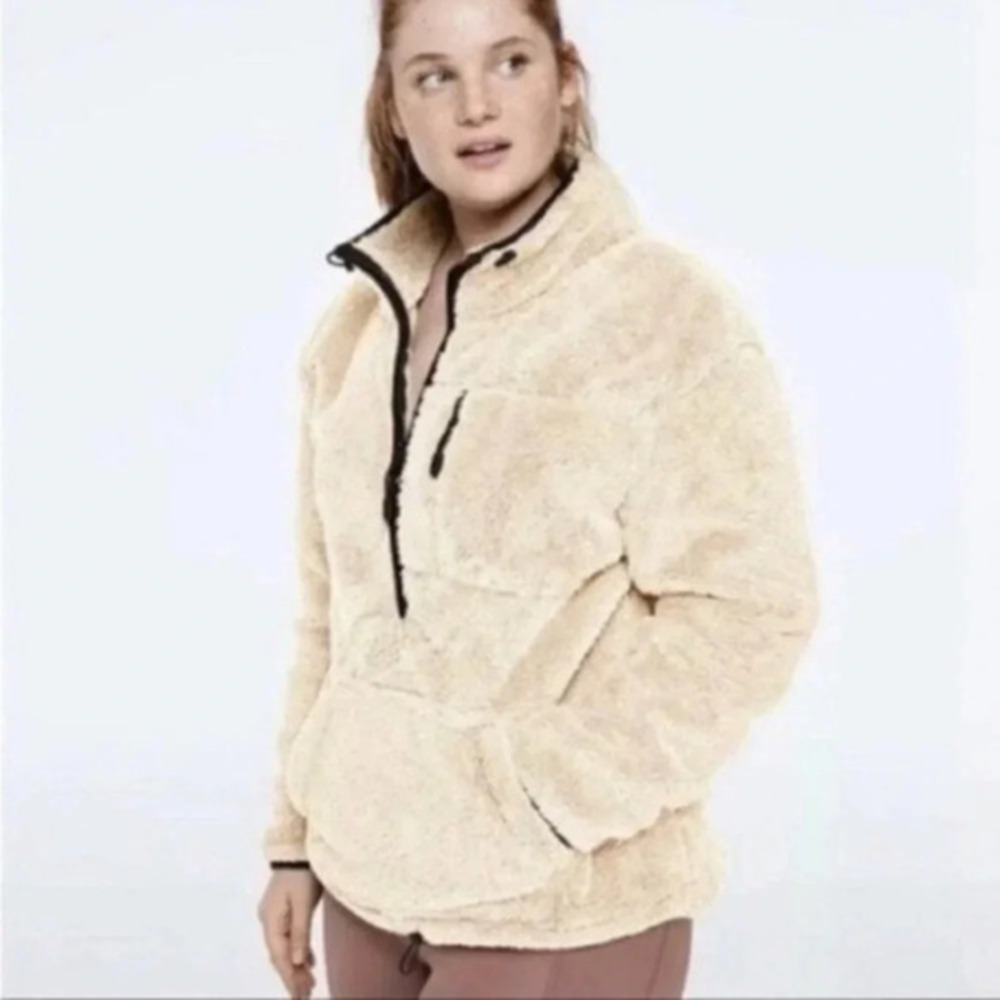 Pink Victoria Secret Teddy Bear Half Zip Sweater size medium  Used Only 2 times